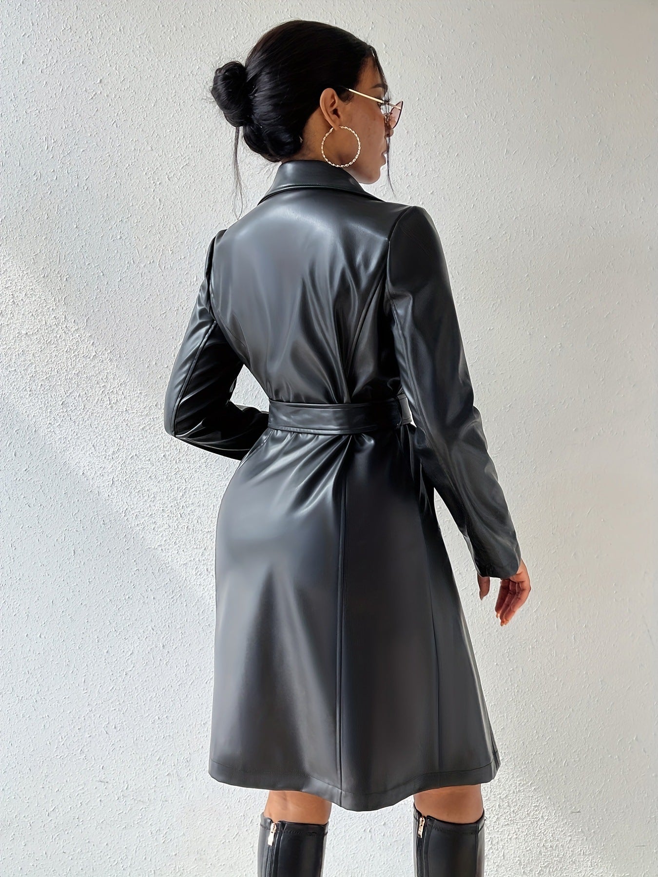 Slim Leather Trench Coat