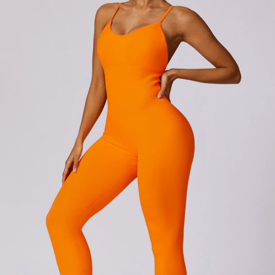 Thread Cross Suspender Jumpsuit
