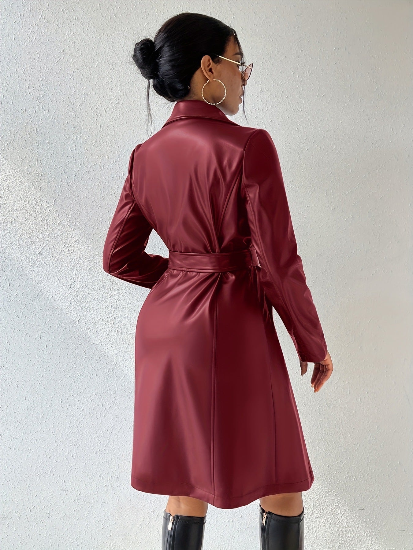 Slim Leather Trench Coat