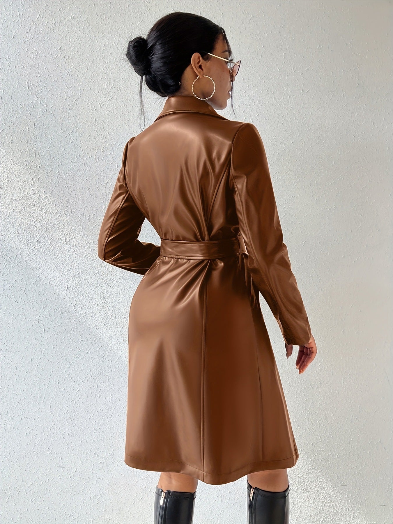 Slim Leather Trench Coat